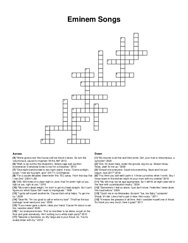 Eminem Songs crossword puzzle