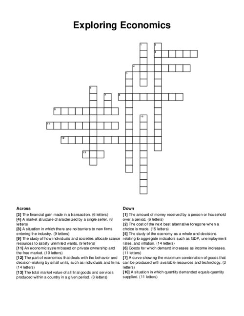 Exploring Economics Crossword Puzzle