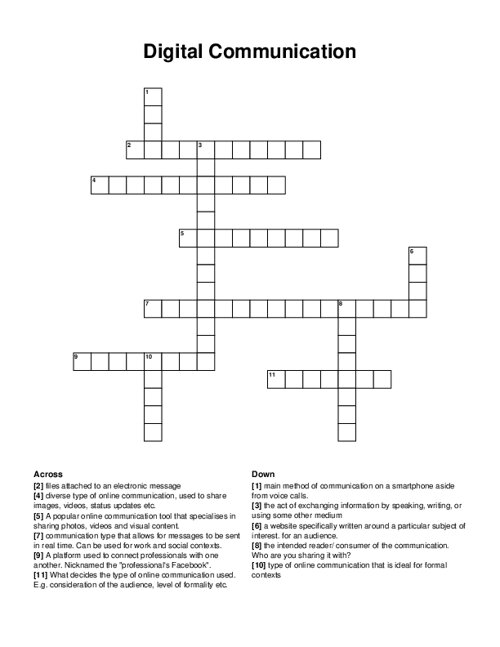 Digital Communication Crossword Puzzle