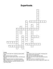 Superfoods crossword puzzle