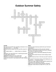 Outdoor Summer Safety crossword puzzle