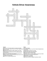 Vehicle Driver Awareness crossword puzzle