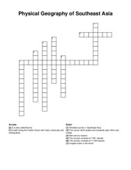 Physical Geography of Southeast Asia crossword puzzle