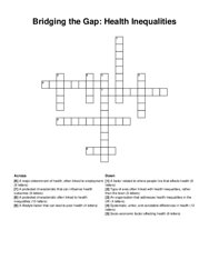 Bridging the Gap: Health Inequalities crossword puzzle