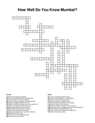 How Well Do You Know Mumbai? crossword puzzle