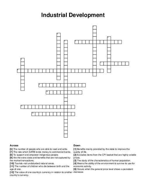 Industrial Development Crossword Puzzle