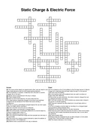 Static Charge & Electric Force crossword puzzle