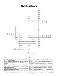 Safety at Work crossword puzzle