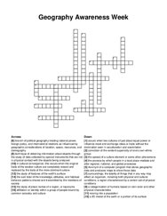 Geography Awareness Week crossword puzzle