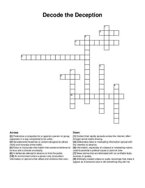 Decode the Deception Crossword Puzzle