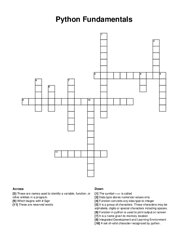 Python Fundamentals crossword puzzle