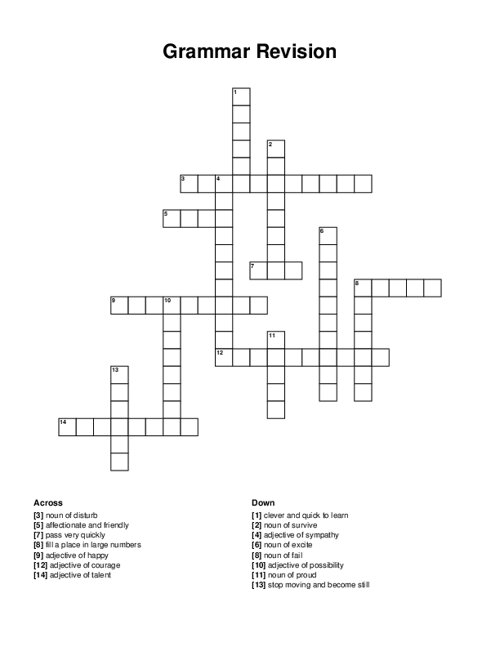 Grammar Revision Crossword Puzzle