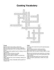 Cooking Vocabulary crossword puzzle