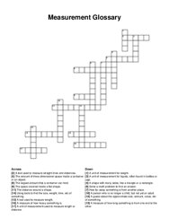 Measurement Glossary crossword puzzle