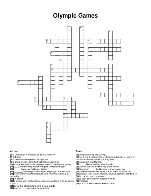 Olympic Games Crossword Puzzle