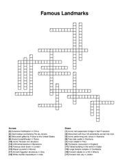 Famous Landmarks crossword puzzle