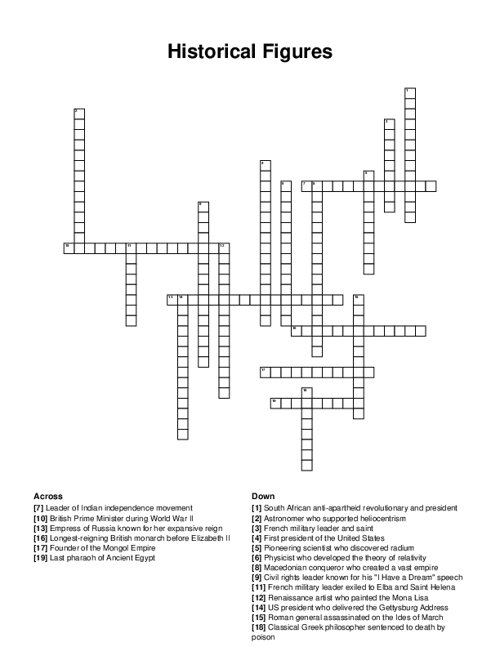 Historical Figures Crossword Puzzle