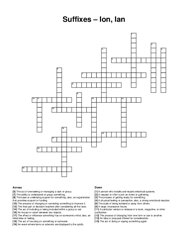 Suffixes – Ion, Ian crossword puzzle