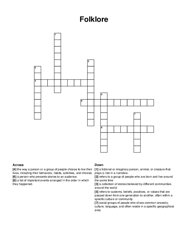 Folklore crossword puzzle