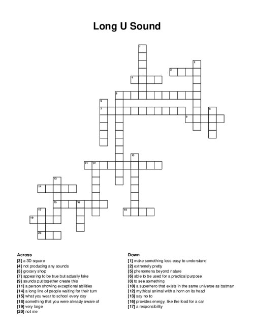 Long U Sound Crossword Puzzle