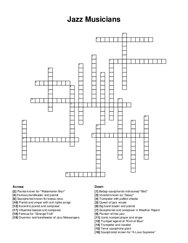 Jazz Musicians crossword puzzle