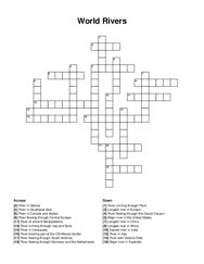 World Rivers crossword puzzle