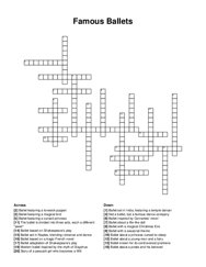 Famous Ballets crossword puzzle