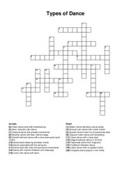 Types of Dance crossword puzzle