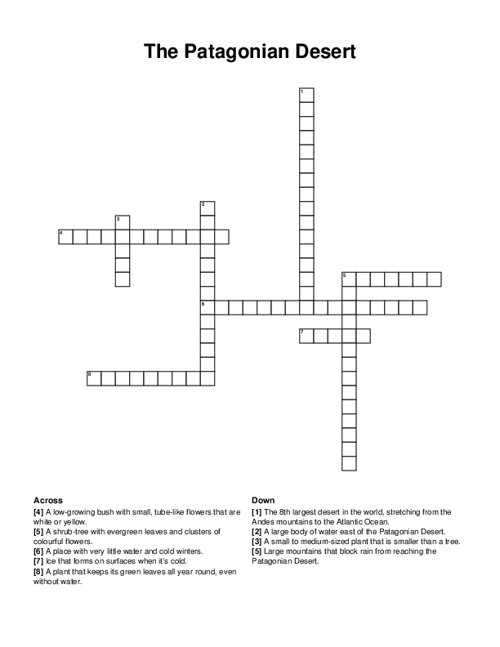 The Patagonian Desert Crossword Puzzle