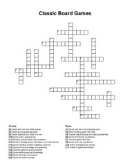 Classic Board Games crossword puzzle