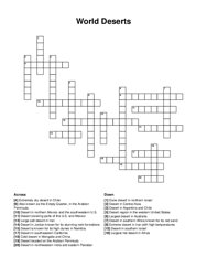 World Deserts crossword puzzle