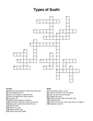 Types of Sushi crossword puzzle