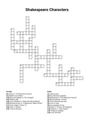 Shakespeare Characters crossword puzzle