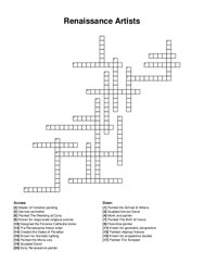 Renaissance Artists crossword puzzle