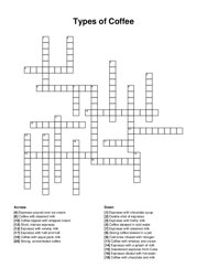 Types of Coffee crossword puzzle