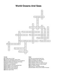 World Oceans And Seas crossword puzzle