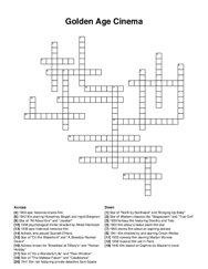 Golden Age Cinema crossword puzzle