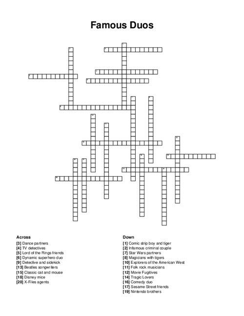 Famous Duos Crossword Puzzle