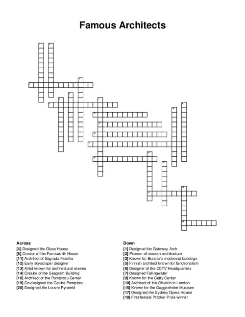 Famous Architects Crossword Puzzle