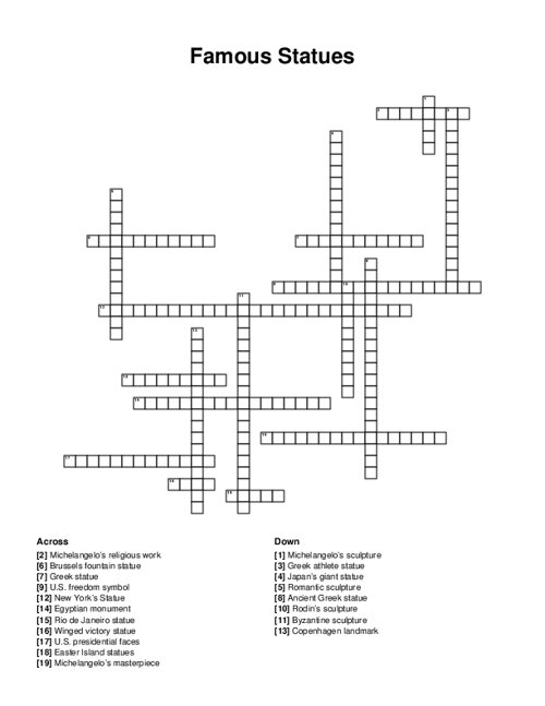 Famous Statues Crossword Puzzle