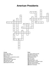 American Presidents crossword puzzle