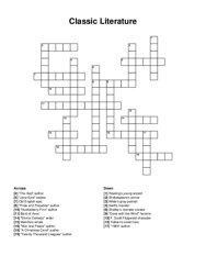 Classic Literature crossword puzzle