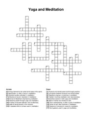 Yoga and Meditation crossword puzzle