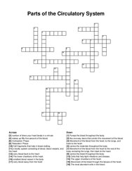 Parts of the Circulatory System crossword puzzle