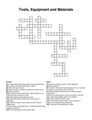 Tools, Equipment and Materials crossword puzzle