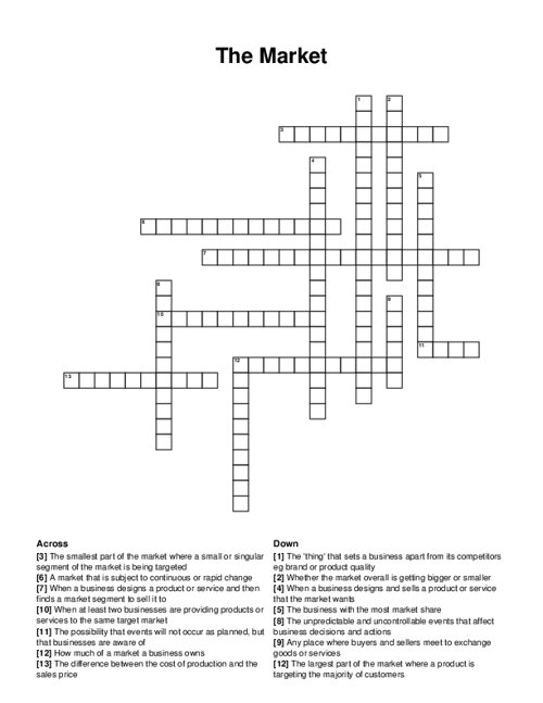 The Market Crossword Puzzle