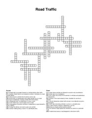 Road Traffic crossword puzzle