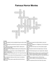 Famous Horror Movies crossword puzzle