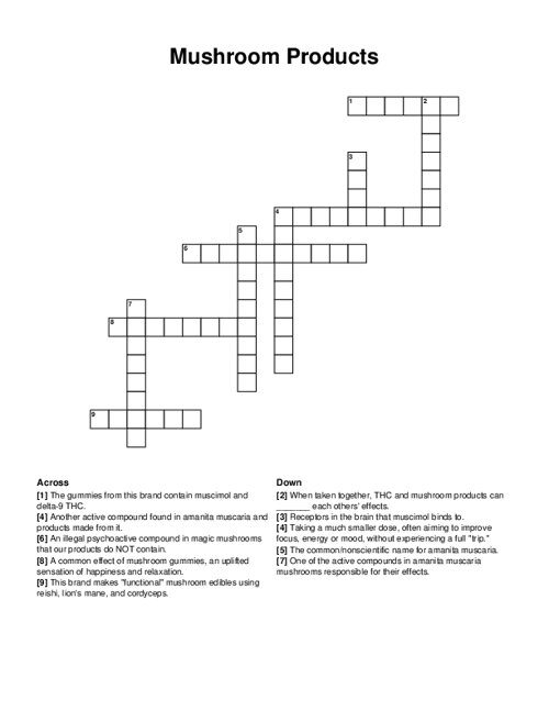 Mushroom Products Crossword Puzzle