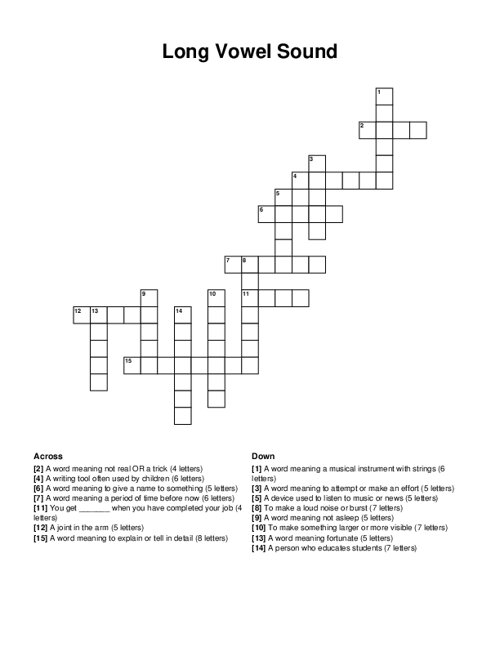 Long Vowel Sound Crossword Puzzle